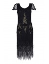 Gatsby 1920s Black And Gold Beaded Evening Dress