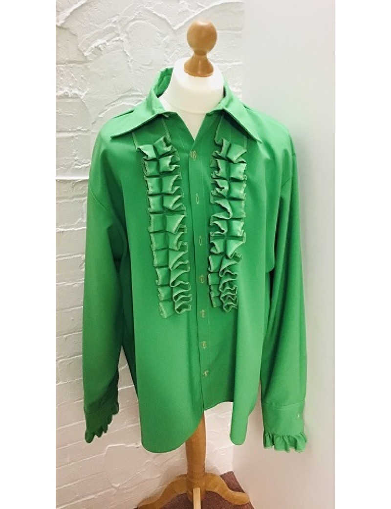 70s Frilled Shirt Green