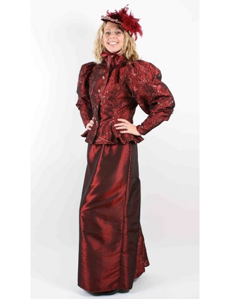 Victorian Lady Burgundy Taffeta and Sequin