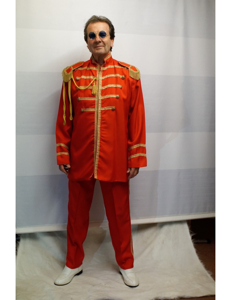 1960s The Beatles Sgt Pepper style red suit mens George Harrison fancy dress party costume DB17