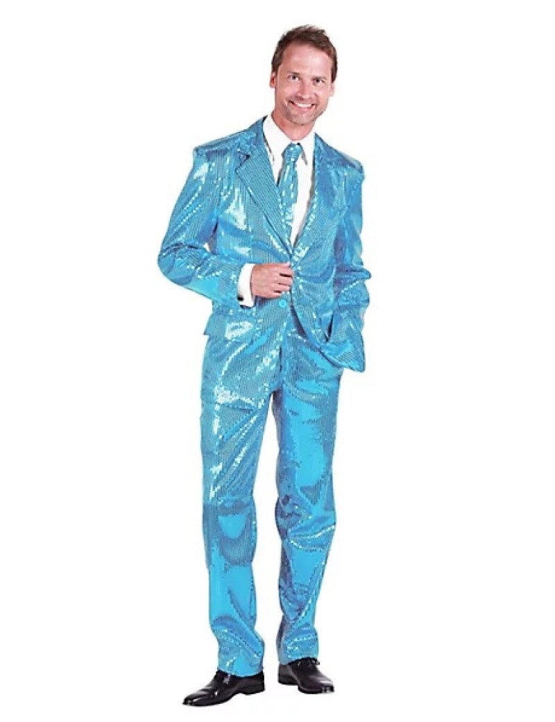 Turquoise Blue Sequin 3 Piece Suit