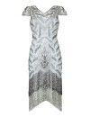 1920s Silver Grey Beaded Evening Dress