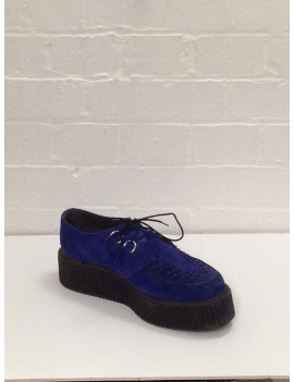1950s Crepe Shoes Bright Blue Suede Fantasy Shoes UK 9