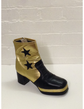 1970s Star Platform Gold And Black Ankle Boots Fantasy Shoes Lenny Star 10