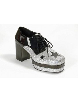 1970s Black Silver Glitter Platform Shoes Funtaisma UK 13