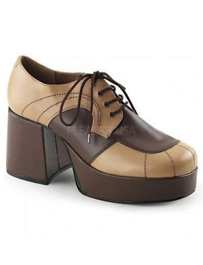 1970s Platform Shoe Two Tone Brown Jazz 06