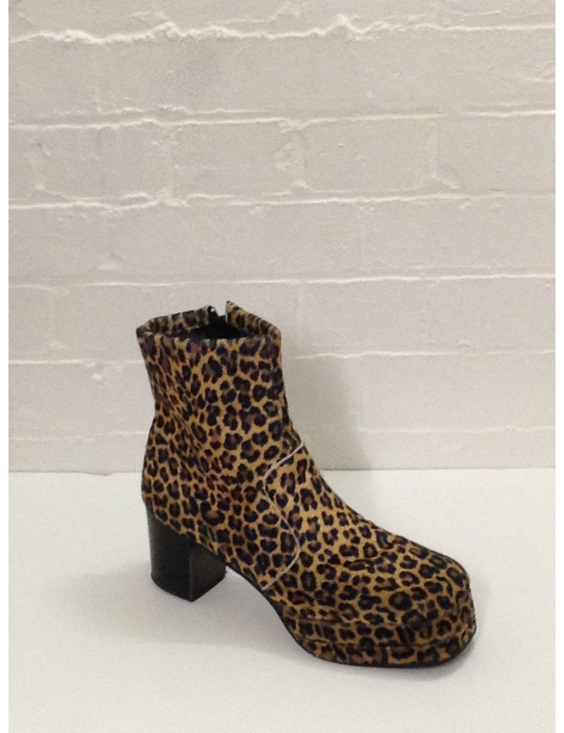 1970s Leopard Print Platform Boots Fantasy Shoes 10