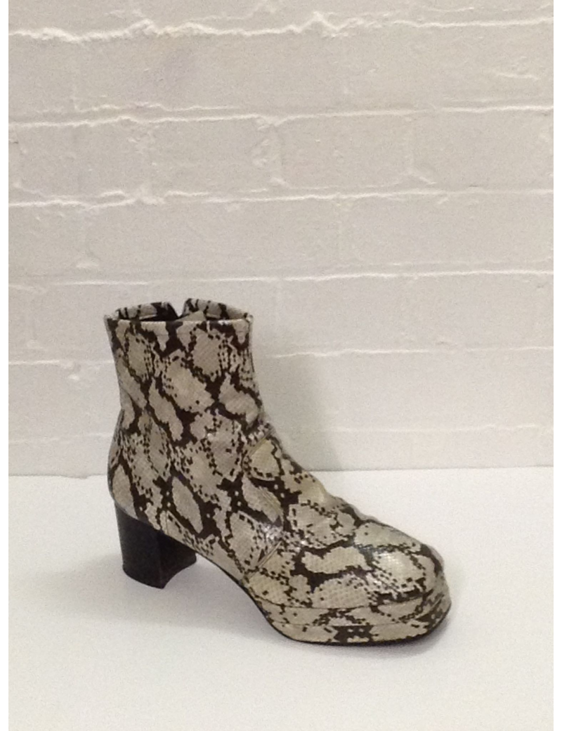 1970s Natural Snake Skin Print Platform Boots Fantasy Shoes Lenny 11