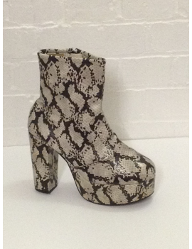 1970s Natural Snake Skin Print Platform Boots Fantasy Shoes Lisa UK 9