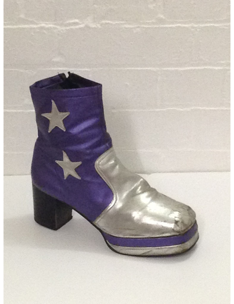 1970s Purple Black Star Platform Boots Fantasy Shoes Lenny Star 9