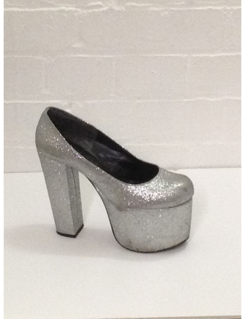 1970s Silver Glitter Platform Shoes Rita Victim Fantasy Shoes 6
