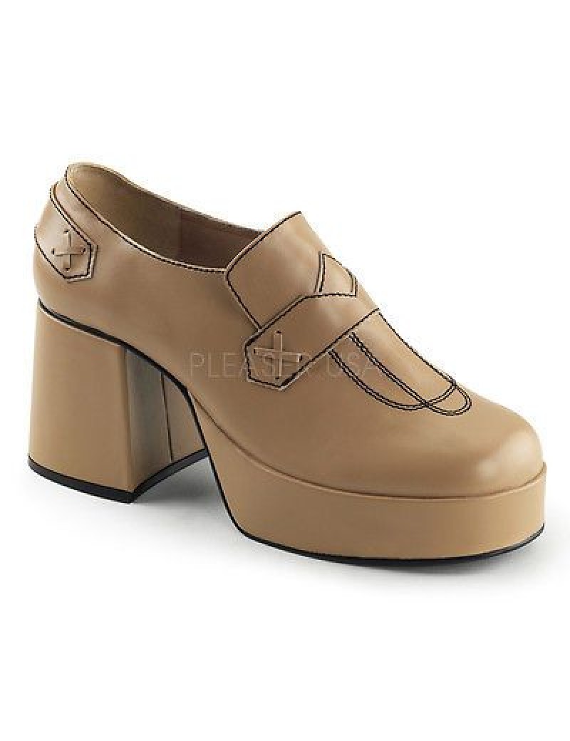 1970s Tan Brown Platform Shoes Jazz 01