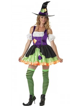 Witch Witchful Thinking womans fancy dress Halloween villain hire costume In Character Q5A