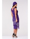 Gatsby 1920s Purple Beaded Evening Dress