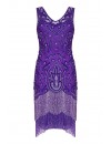 Gatsby 1920s Purple Beaded Evening Dress