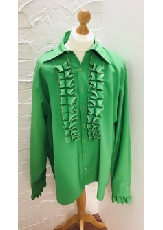 Genies 70s Shirt Frilled Green AC19