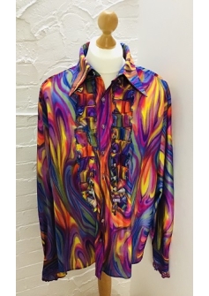 Genies 70s Shirt Frilled Multi Swirl AC21A