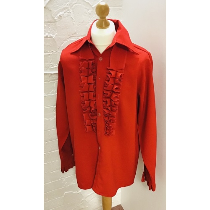 70s Frilled Shirt Red