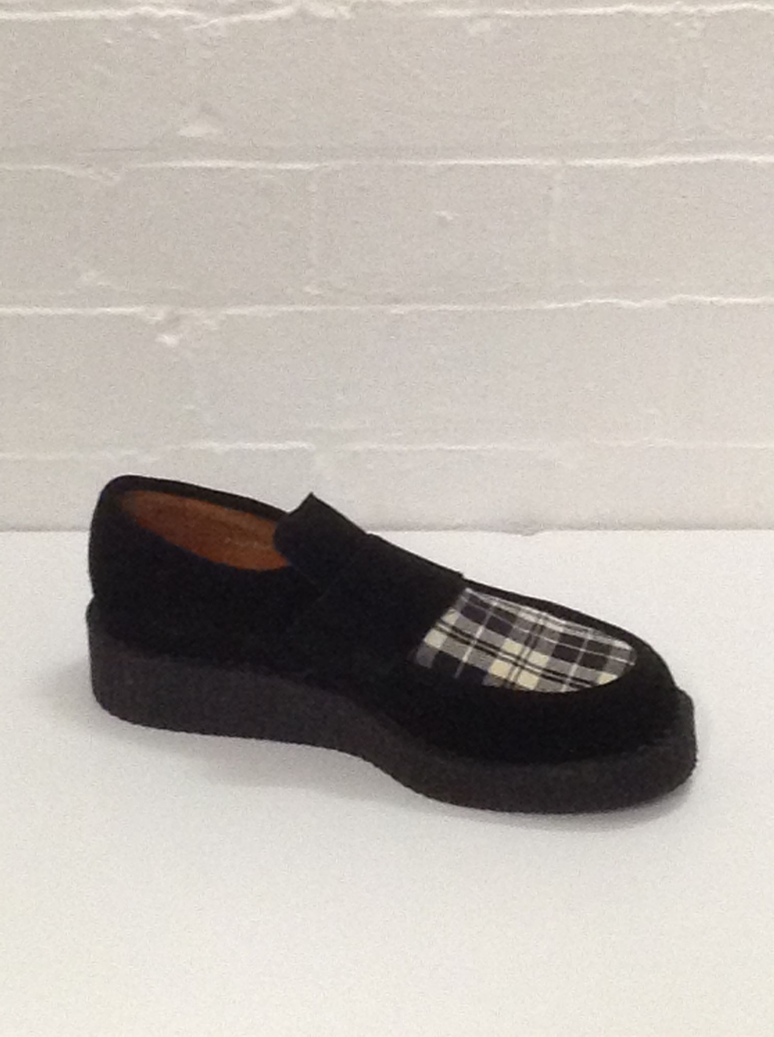 1950s Crepe Shoes Black Leopard Print Check Vintage Sole Trader UK 8