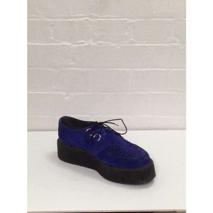 1950s Crepe Shoes Bright Blue Suede Fantasy Shoes UK 9