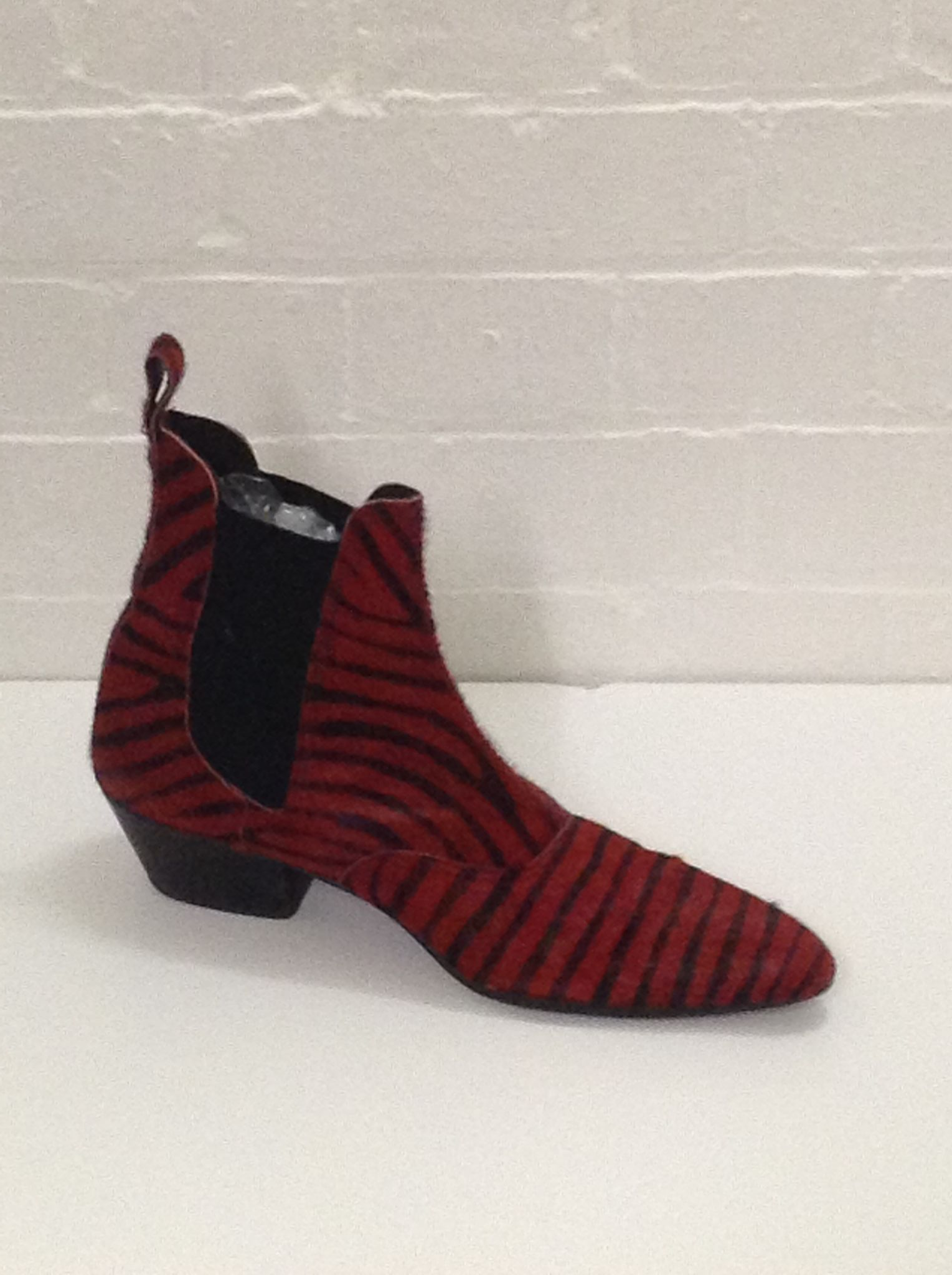 1960s Winkle Picker Leopard Print Red Black Boots Fantasy Shoes 10