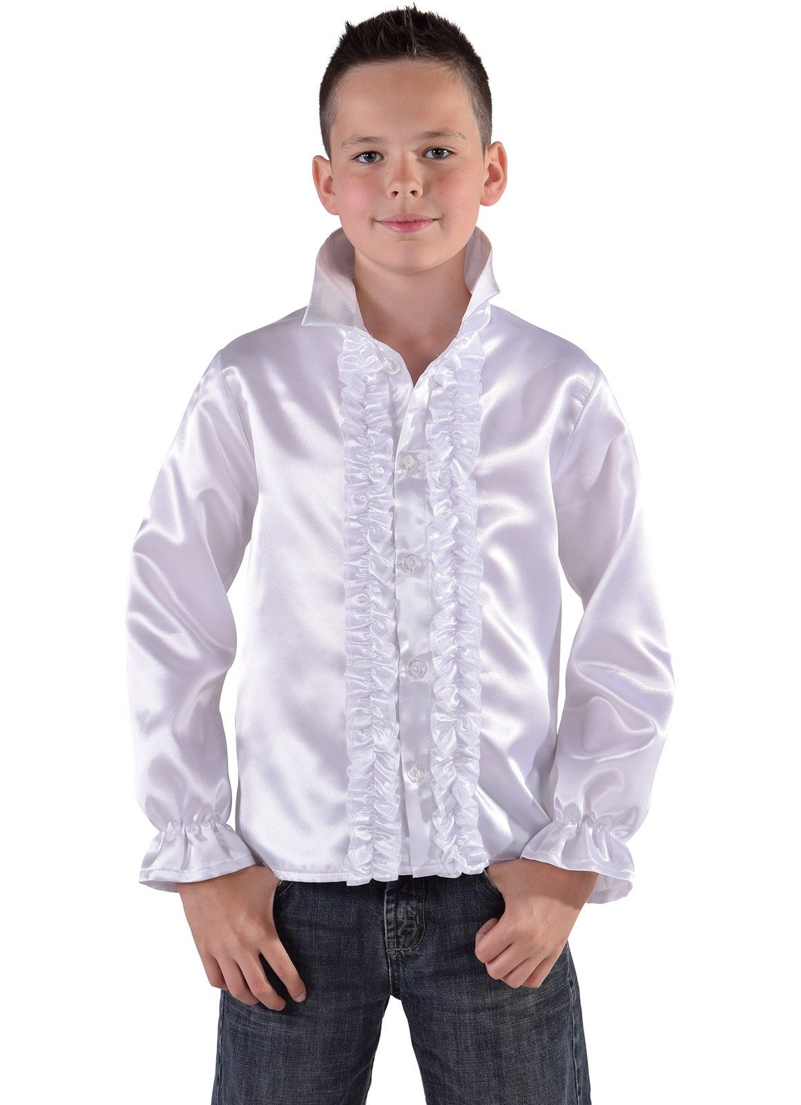 1970s Frilled Satin Childs Shirt White Magic By Freddys AC1